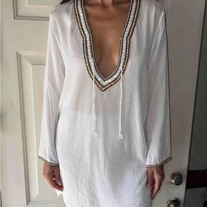 Silk Beach Cover-Up with Beads & Stones – Made in India